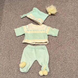 Mint Green and Yellow Knit Cabbage Patch Outfit